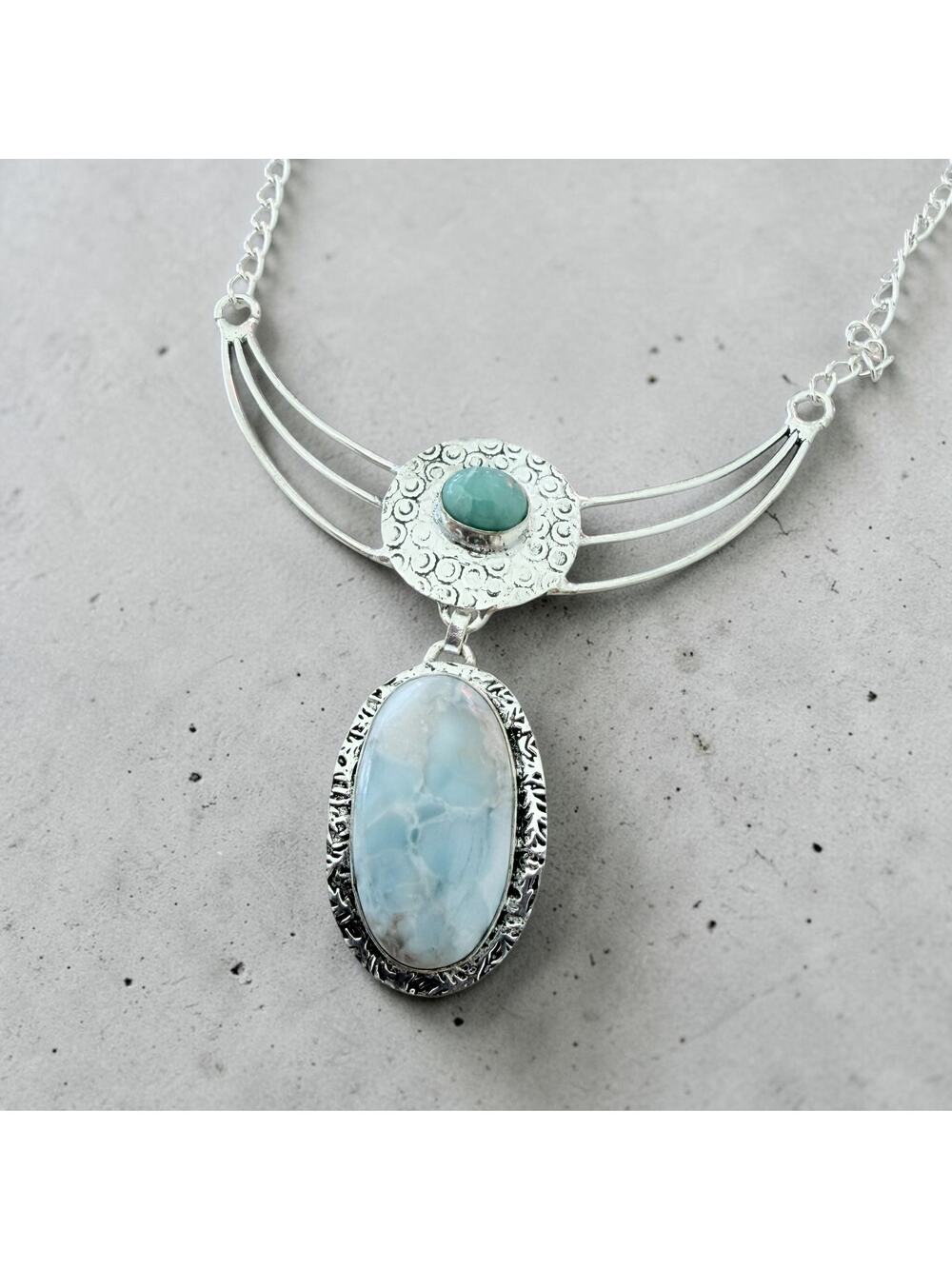 Larimar 925 Silver Plated Necklace
